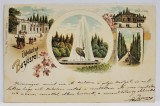SALUTARI DIN BUZIAS , TEXT IN LIMBA MAGHIARA , CROMOLITOGRAFIE , CARTE POSTALA ILUSTRATA CU PATRU IMAGINI DIN STATIUNE , CLASICA
