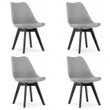 Cumpara ieftin Set 4 scaune bucatarie/living, Artool, Mark, PP, lemn, gri si negru, 49x55.5x82.5 cm, Leobert
