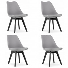Set 4 scaune bucatarie/living, Artool, Mark, PP, lemn, gri si negru, 49x55.5x82.5 cm foto