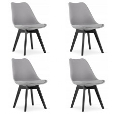 Set 4 scaune bucatarie/living, Artool, Mark, PP, lemn, gri si negru, 49x55.5x82.5 cm