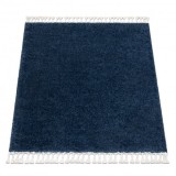 Covor Berber 9000 pătrat albastru inchis Franjuri shaggy, 120x120 cm