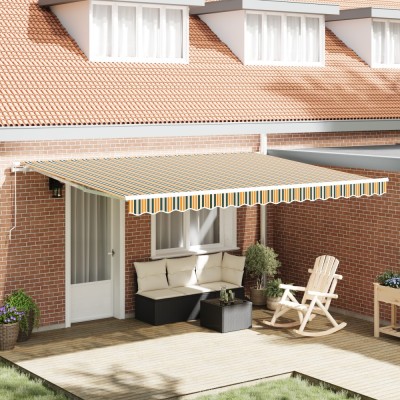 vidaXL Obor manual retractabil verde și galben 450x350 cm foto