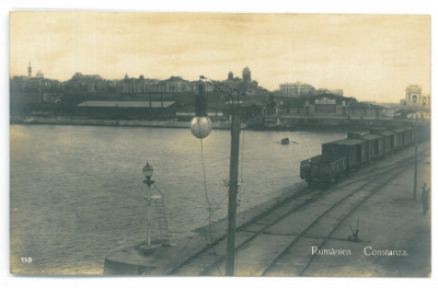 4144 - CONSTANTA, Harbor, Train, Romania - old postcard, real PHOTO - unused foto