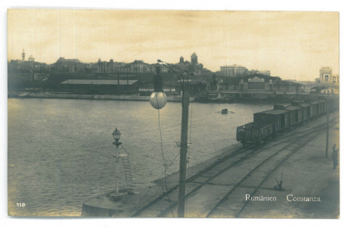 4144 - CONSTANTA, Harbor, Train, Romania - old postcard, real PHOTO - unused