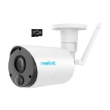 Cumpara ieftin Pachet camera de supraveghere cu Card MicroSD 64 GB, Reolink Argus ECO-V2 WIFI, rezolutie 3MP HD