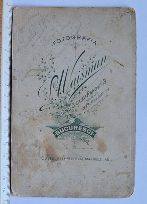 Cabinet card L. Waisman &amp;ndash; București 1906 &amp;ndash; portret de cuplu foto