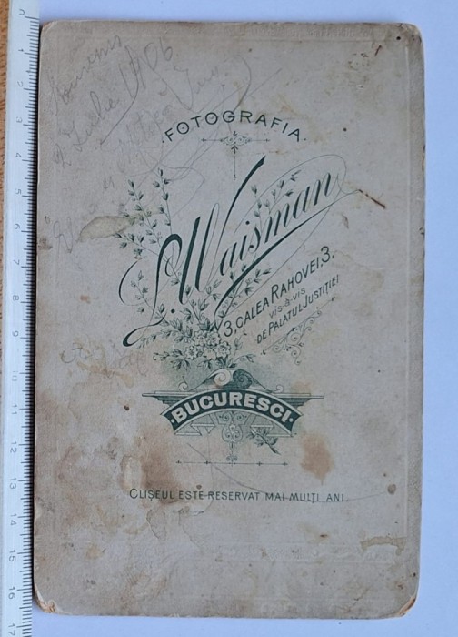 Cabinet card L. Waisman &ndash; București 1906 &ndash; portret de cuplu