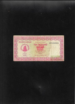 Rar! Zimbabwe 10000 10.000 dollars 2003 seria0358484 foto