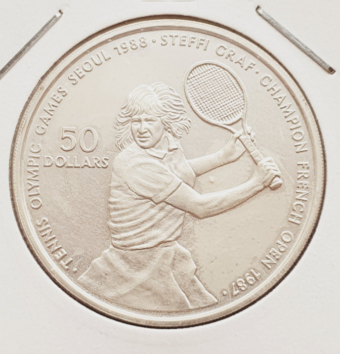 1414 Niue 50 Dollar 1987 Elizabeth II (Steffi Graf) km 6 argint
