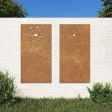 Decor perete gradina 2 buc. 105x55 cm design flori otel Corten GartenMobel Dekor, vidaXL
