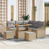 Set canapea grădină vidaXL 8 piese cu perne Bej Poli Ratan Acacia, Canapea grădină vidaXL 2 locuri cu perne Bej Poli Ratan, Set masă grădină vidaXL 3