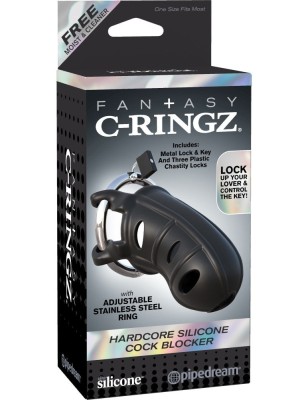 Hardcore Silicone Cock Blocker Black pentru Chastitate Confortabil foto