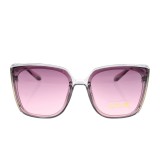 Ochelari de soare patrati cu rame transparente si lentile roz gradient