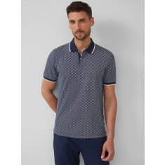 s.Oliver Tricou polo barbati cu imprimeu in carouri Regular Fit, Bleumarin inchis, S