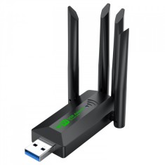 Adaptor Wireless WI-FI BiXXBi Gigabit 1, Dual-Band 2.4G/5G, 1200Mbps, Functie Hotspot, 4 Antene Long Range 180 Grade, USB 3.0, WPA/WPA2, Driver Free, foto