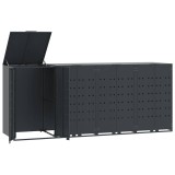 Depozitare cos gunoi roti 4 cosuri antracit 276x79x117 cm otel