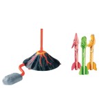 Jucarie pentru Copii, Cyrax, Lansator de Rachete cu Piciorul, un Singur Lansator, 3 Rachete Donozauri cu Lumini, 30 cm Inaltime, Model Vulcan, Multico