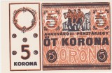 Ungaria Notgeld Arad 5 Korona Coroane 1919 UNC