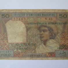 Rară! Madagascar 50 Francs/Franci 1969