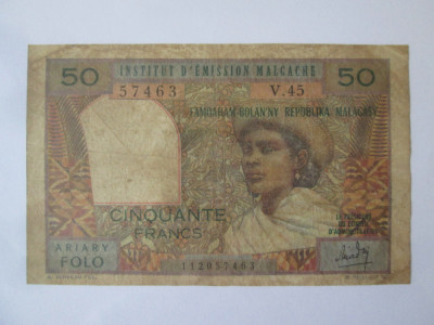 Rară! Madagascar 50 Francs/Franci 1969 foto