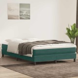 vidaXL Pat box spring cu saltea, verde &icirc;nchis, 160x210 cm, catifea 3315930