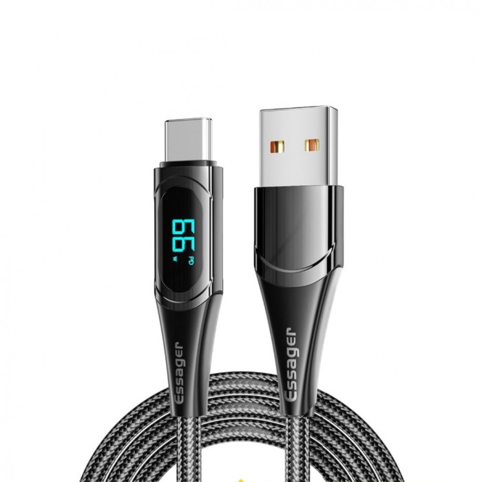 Cablu USB Type-A la Type-C Essager 100CM, cu afișaj LED - 100W