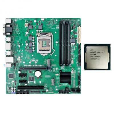 Placa de Baza Second Hand Asus PRIME B250M-C, Socket 1151, mATX, Shield, Cooler + Procesor Intel Core i7-6700 3.40GHz NewTechnology Media foto
