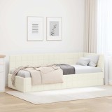 vidaXL Cadru de pat colțar cu headboard Crem 80 cm x 200 cm Catifea 42016375
