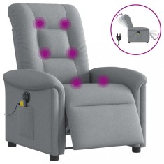 vidaXL Fotoliu electric de masaj rabatabil, gri deschis, microfibră foto