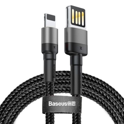 Baseus - Data Cable Cafule Special Edition (CALKLF-GG1) - USB to Lightning, 480Mbps, 2.4A, 1m - Grey / Black foto