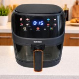 Friteuză cu aer cald Air Fryer WAINER DF01, 5L, 2400W, ecran digital, gătire fără ulei, design pătrat, culoare neagră