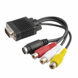 VGA to S-Video 3 RCA AV/TV adapter converter cable PC TV (v.158)