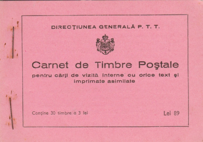 Romania 1939 - Carnet de marci postale 89L Centenarul nasterii Regelui Carol I