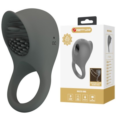 Inel Penis Cu Vibratii Master Ring V, Cenusiu foto