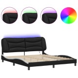 Cumpara ieftin Cadru de pat cu LED fara saltea, Hvar, negru si alb, 180x200 cm