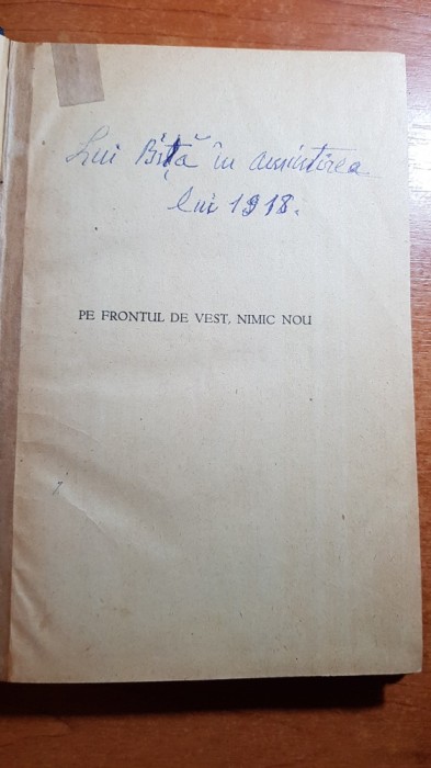 cartea &quot;pe frontul de vest,nimic nou &quot; - interbelica