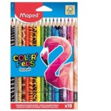 Creioane colorate Maped Color&amp;amp;rsquo;Peps Animals, 18 culori/set FSC