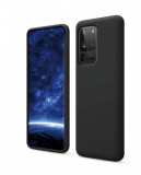 Huse silicon antisoc cu microfibra in interior Samsung Galaxy S20 Ultra , Negru, Husa