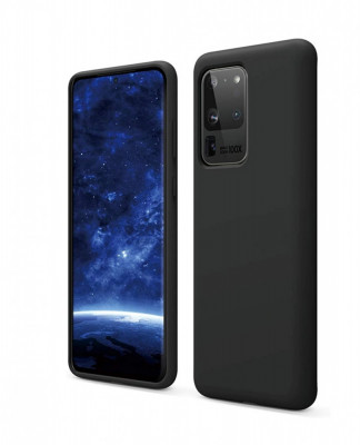 Huse silicon antisoc cu microfibra in interior Samsung Galaxy S20 Ultra , Negru foto