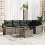 Gossi set canapea gradina 5 piese cu perne gri din rattan poli