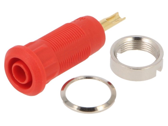 Conector soclu banană 2mm aurit roșu