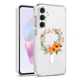 Husa pentru samsung galaxy a55 5g, atasare magnetica, magsafe, pink wreath 12, clear
