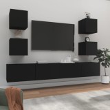 VidaXL Set dulap TV, 6 piese, negru, lemn prelucrat