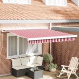 vidaXL Marchiză Manuală Retractabilă Roșie și Albă cu Dungi 350x250 cm