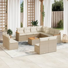 vidaXL Set canapele de grădină cu perne, 12 piese, bej, poliratan 3258495