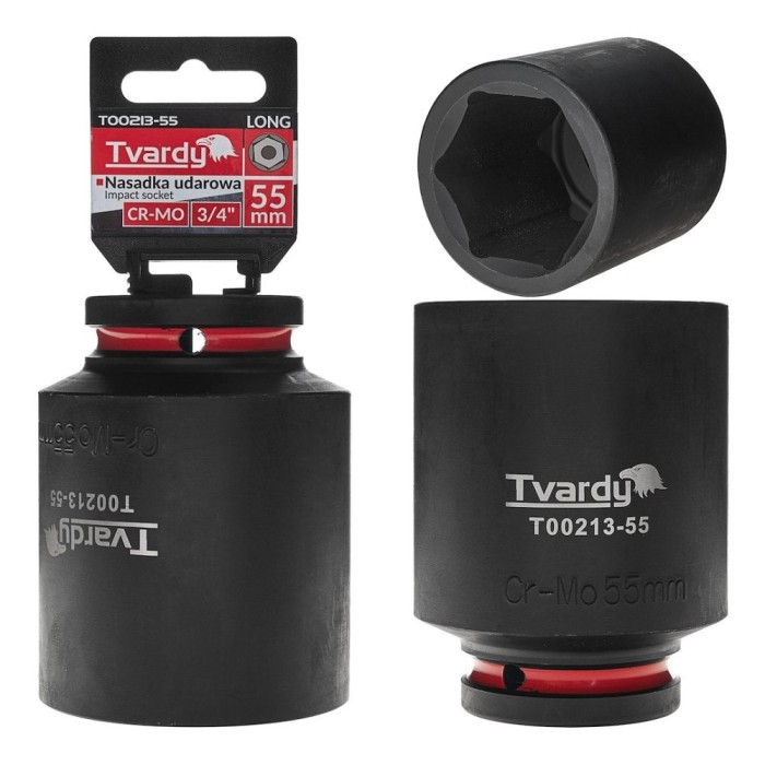 Cheie tubulara de impact lunga in 6 puncte, 3 / 4&quot;, 55 mm, Cr-Mo, Tvardy T00213-55