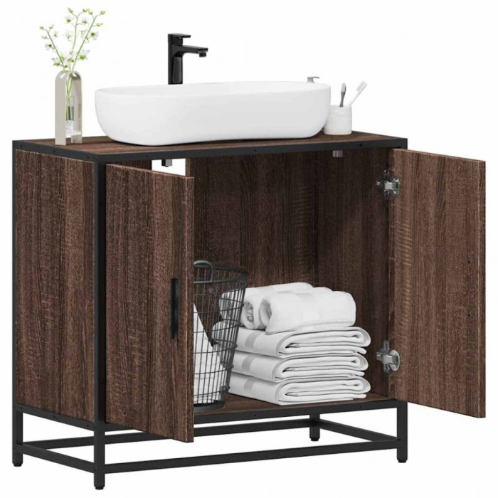 vidaXL Dulap pentru chiuvetă de baie stejar maro 65x33x60 cm lemn