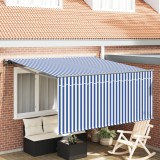 vidaXL Cortina Retractabilă Manual Navy și alb 350 x 250 cm