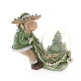 Decoratiune glob cu ren si brad 10.5 cm