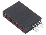 LED Roșu 3mm Difuz 4 Diode 20mA 40&deg;